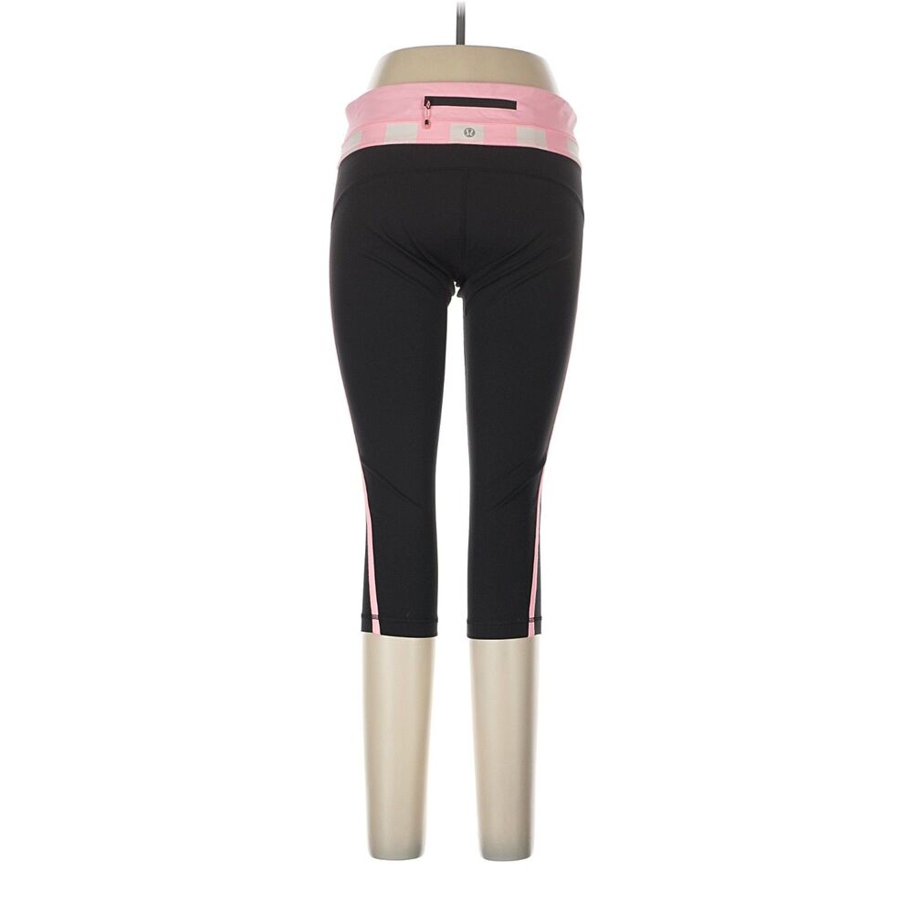 Lululemon Black Pink Cropped Capri Leggings Color Block Size 12 - Picture 4 of 7